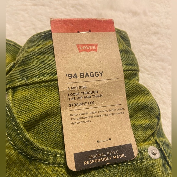 Levi’s distressed 94’ baggy mid-rise straight leg barrel green jeans size 26x31 - Picture 7 of 11